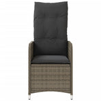 Reclining Garden Chair with Cushions Grey Poly Rattan