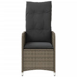 Reclining Garden Chair with Cushions Grey Poly Rattan - Top-Down View