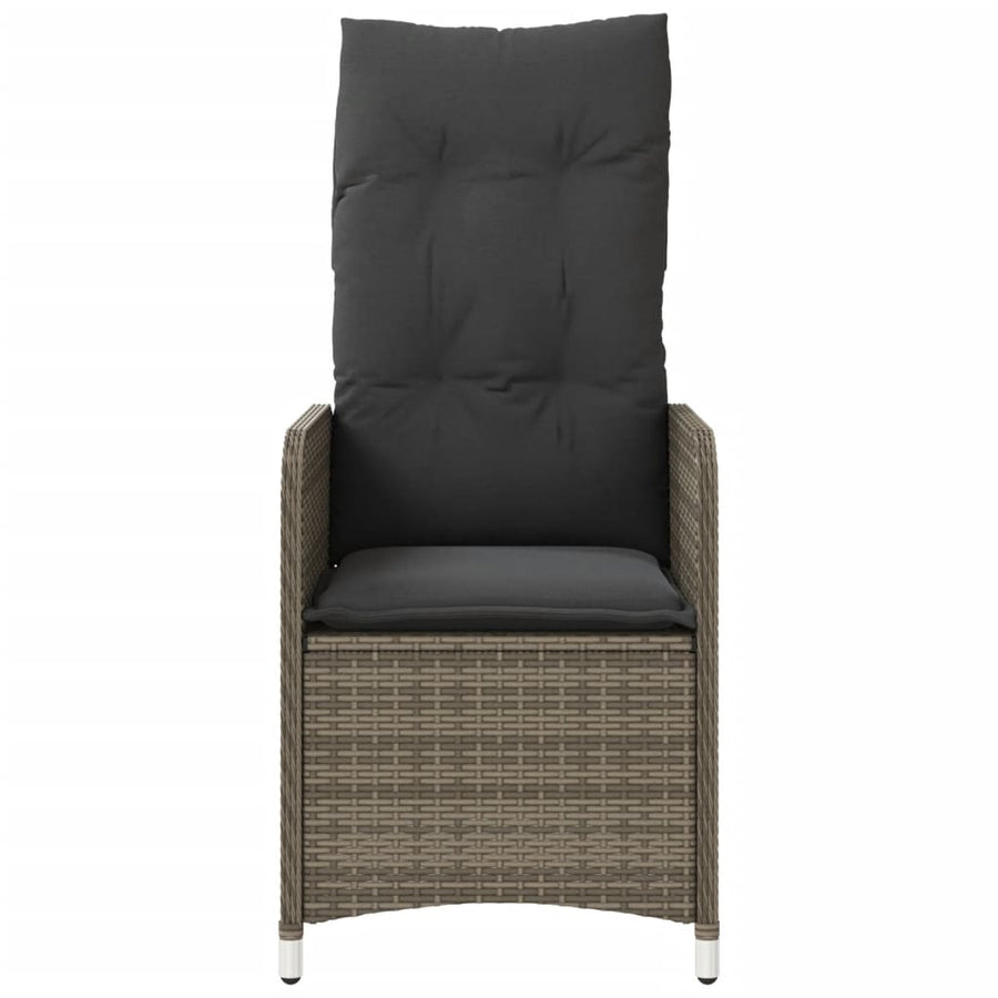 Reclining Garden Chair with Cushions Grey Poly Rattan