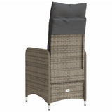 Reclining Garden Chair with Cushions Grey Poly Rattan - Rear View