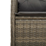 Reclining Garden Chairs 2 pcs with Cushions Grey Poly Rattan - Low Angle