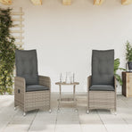 Reclining Garden Chairs 2 pcs with Table Grey Poly Rattan