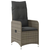 Reclining Garden Chairs 2 pcs with Table Grey Poly Rattan