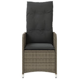 Reclining Garden Chairs 2 pcs with Table Grey Poly Rattan