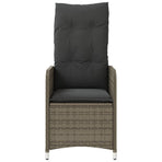 Reclining Garden Chairs 2 pcs with Table Grey Poly Rattan