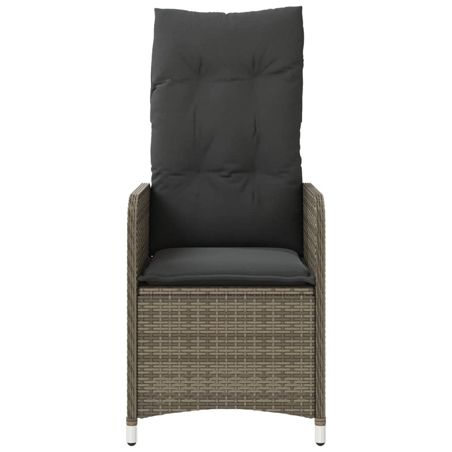 Reclining Garden Chairs 2 pcs with Table Grey Poly Rattan