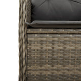 Reclining Garden Chairs 2 pcs with Table Grey Poly Rattan