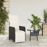 Reclining Garden Chair with Cushions Black Poly Rattan - Side View