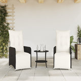 Reclining Garden Chairs 2 pcs with Cushions Black Poly Rattan - Side View