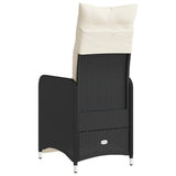 Reclining Garden Chairs 2 pcs with Cushions Black Poly Rattan