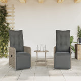 Reclining Garden Chairs 2 pcs with Cushions Grey Poly Rattan - Side View