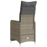 Reclining Garden Chairs 2 pcs with Cushions Grey Poly Rattan - Rear View