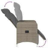 Reclining Garden Chairs 2 pcs with Cushions Grey Poly Rattan - Close-Up Angle