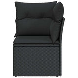Garden Sofa Corner with Cushions Black Poly Rattan - Top-Down View