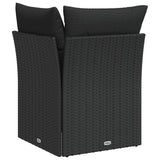Garden Sofa Corner with Cushions Black Poly Rattan - Rear View