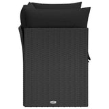 Garden Sofa with Cushions 2-Seater Black Poly Rattan - 45-Degree Angle