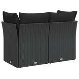 Garden Sofa with Cushions 2-Seater Black Poly Rattan - Rear View