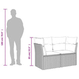 Garden Sofa with Cushions 2-Seater Black Poly Rattan - Low Angle