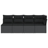 Garden Sofa with Cushions 4-Seater Black Poly Rattan - Top-Down View