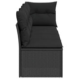 Garden Sofa with Cushions 4-Seater Black Poly Rattan - 45-Degree Angle