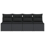 Garden Sofa with Cushions 4-Seater Black Poly Rattan - Top-Down View