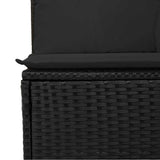 Garden Sofa with Cushions 4-Seater Black Poly Rattan - Close-Up Angle