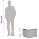 Garden Stool with Cushion Black 55x55x37 cm Poly Rattan - Rear View