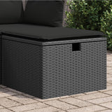 Garden Stool with Cushion Black 55x55x37 cm Poly Rattan - Side View
