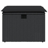 Garden Stool with Cushion Black 55x55x37 cm Poly Rattan - Top-Down View