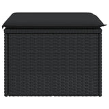 Garden Stool with Cushion Black 55x55x37 cm Poly Rattan - 45-Degree Angle