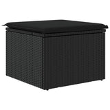 Garden Stool with Cushion Black 55x55x37 cm Poly Rattan