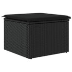 Garden Stool with Cushion Black 55x55x37 cm Poly Rattan