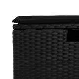 Garden Stool with Cushion Black 55x55x37 cm Poly Rattan - Close-Up Angle