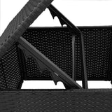 Garden Stool with Cushion Black 55x55x37 cm Poly Rattan - Low Angle