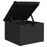 Garden Stool with Cushion Black 55x55x37 cm Poly Rattan - Extra Image