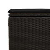 Garden Stool with Cushion Black 55x55x37 cm Poly Rattan - Close-Up Angle