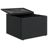 Garden Stool with Cushion Black 55x55x37 cm Poly Rattan - Low Angle
