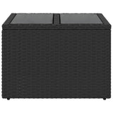 Garden Table with Glass Top Black 55x55x37 cm Poly Rattan
