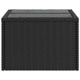 Garden Table with Glass Top Black 55x55x37 cm Poly Rattan