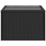 Garden Table with Glass Top Black 55x55x37 cm Poly Rattan - 45-Degree Angle