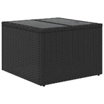 Garden Table with Glass Top Black 55x55x37 cm Poly Rattan
