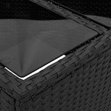 Garden Table with Glass Top Black 55x55x37 cm Poly Rattan - Extra Image