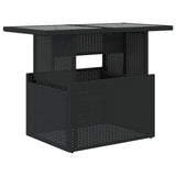 Garden Table with Glass Top Black 100x55x73 cm Poly Rattan - Front View