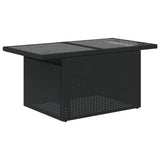 Garden Table with Glass Top Black 100x55x73 cm Poly Rattan - Top-Down View