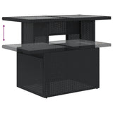 Garden Table with Glass Top Black 100x55x73 cm Poly Rattan - Low Angle
