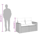 Garden Sofa with Cushions 2-Seater Black Poly Rattan - Low Angle