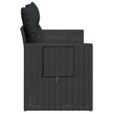 Garden Sofa with Cushions 2-Seater Black Poly Rattan - Rear View