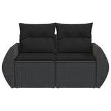 Garden Sofa with Cushions 2-Seater Black Poly Rattan - Top-Down View