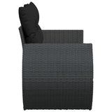 Garden Sofa with Cushions 2-Seater Black Poly Rattan - 45-Degree Angle