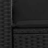 Garden Sofa with Cushions 2-Seater Black Poly Rattan - Close-Up Angle